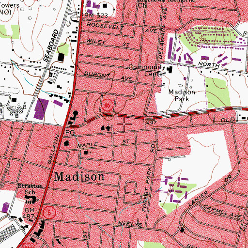 Topographic Map of Madison Post Office, TN