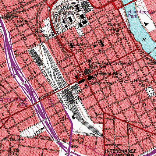 Topographic Map of Nashville Post Office, TN