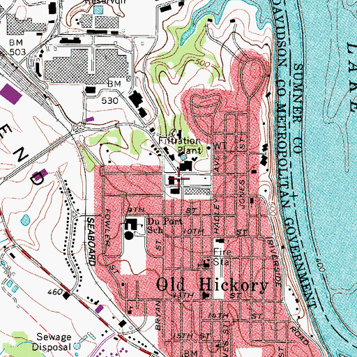 Topographic Map of Old Hickory Post Office, TN