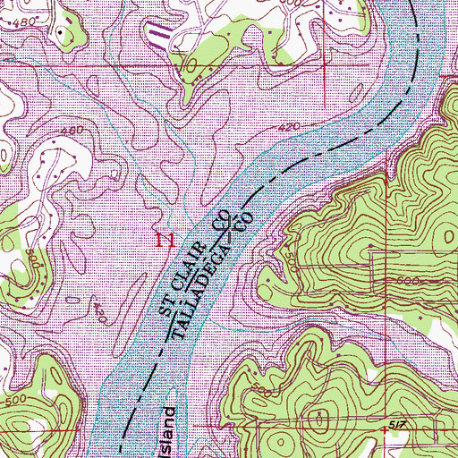 Topographic Map of Willinghams Ferry (historical), AL
