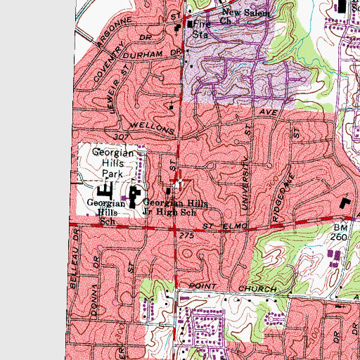 Topographic Map of Point Cemetery, TN