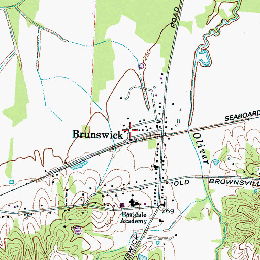 Topographic Map of Brunswick Post Office, TN