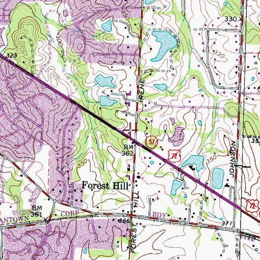 Topographic Map of Forest Hill Post Office, TN