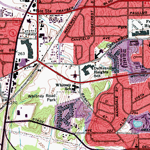 Topographic Map of Frayser Post Office, TN