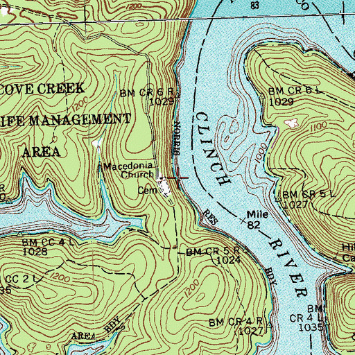 Topographic Map of Macedonia Baptist Church, TN