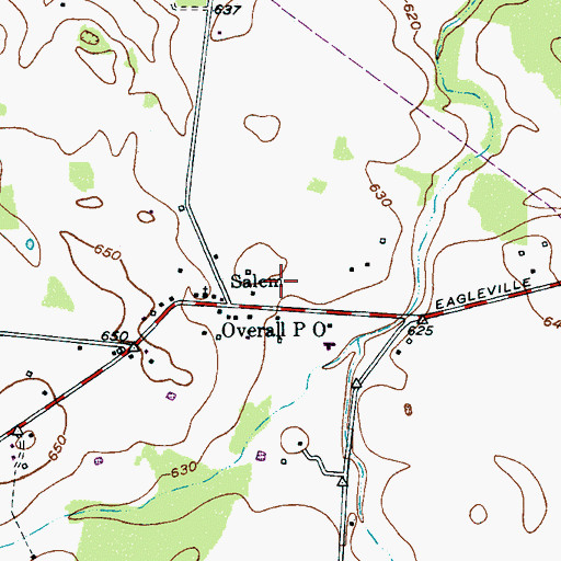 Topographic Map of Overall, TN