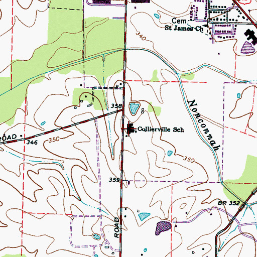 Topographic Map of Collierville Middle School, TN