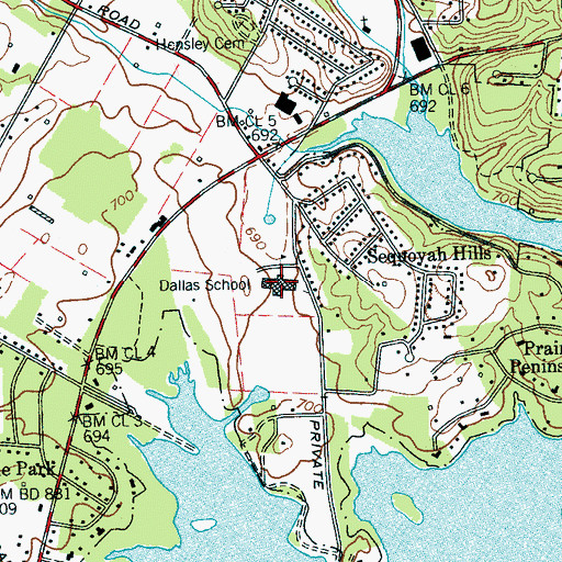 Topographic Map of Dallas Elementary School, TN