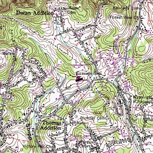 Topographic Map of Gravely Elementary School, TN