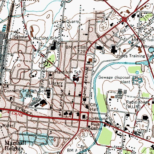 Topographic Map of Hardison Elementary School, TN