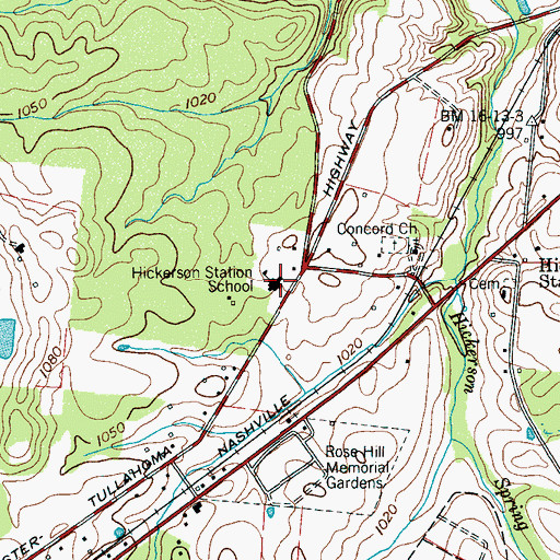 Topographic Map of Hickerson Elementary School, TN