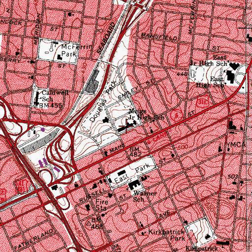 Topographic Map of Meigs Junior High School, TN