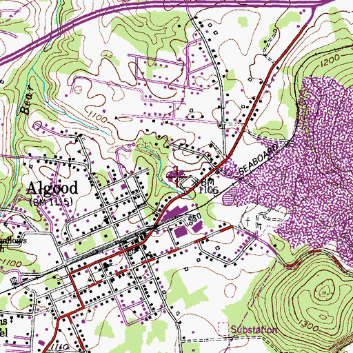 Topographic Map of Algood Elementary School, TN