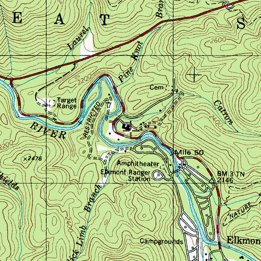 Topographic Map of Camp Le Conte, TN