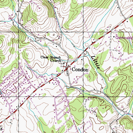 Topographic Map of Condon, TN