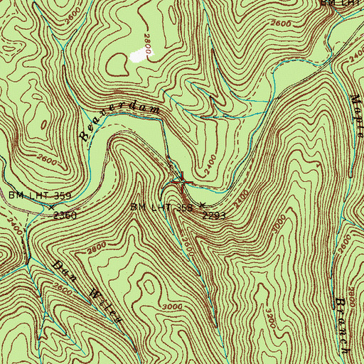 Topographic Map of Dan Wiley Branch, TN