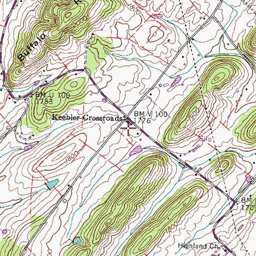 Topographic Map of Keebler Crossroads, TN