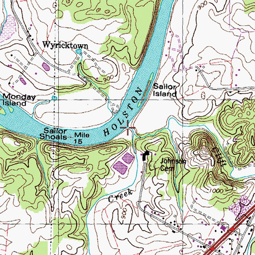 Topographic Map of Lyon Creek, TN