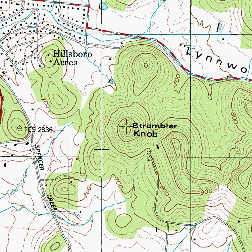 Topographic Map of Strambler Knob, TN