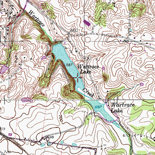 Topographic Map of Wartrace Lake, TN
