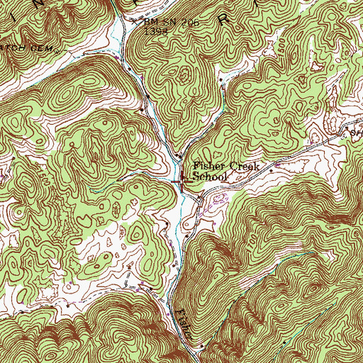 Topographic Map of Fisher Creek, TN