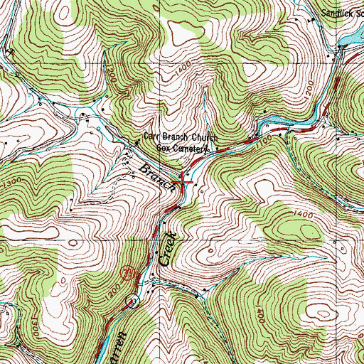 Topographic Map of Big Barren, TN