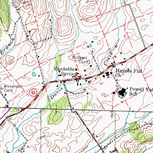 Topographic Map of Vanbebber Spring, TN