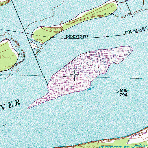 Topographic Map of Johnson Landing (historical), TN