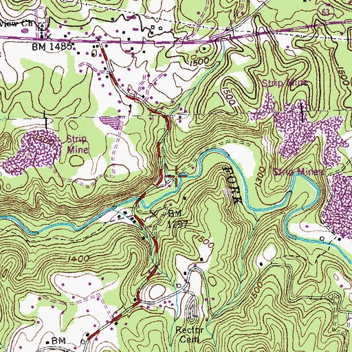 Topographic Map of Jeffers, TN