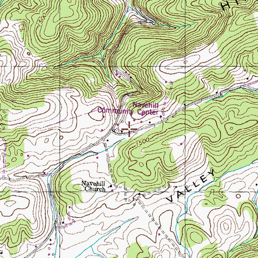 Topographic Map of Navehill, TN