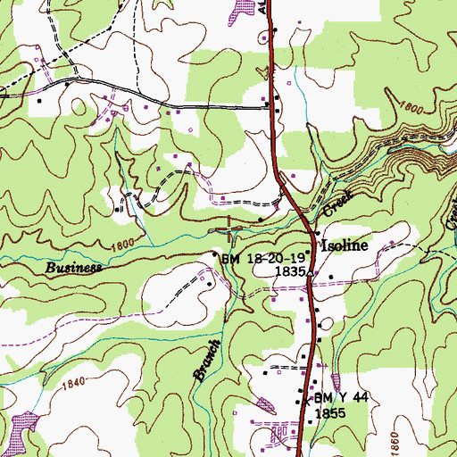 Topographic Map of Terrell Branch, TN