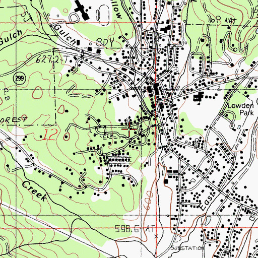 Topographic Map of Weaverville, CA
