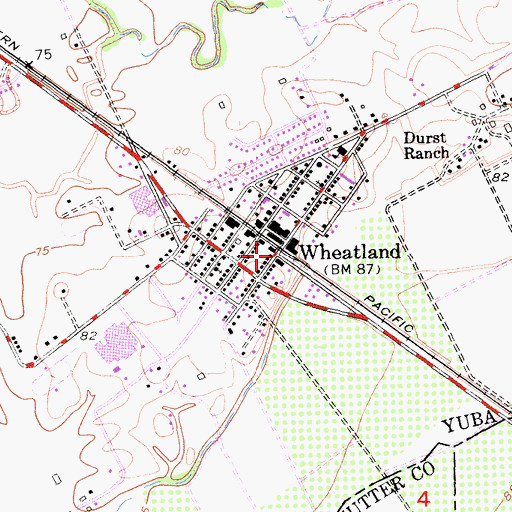 Topographic Map of Wheatland, CA