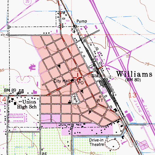 Topographic Map of Williams, CA