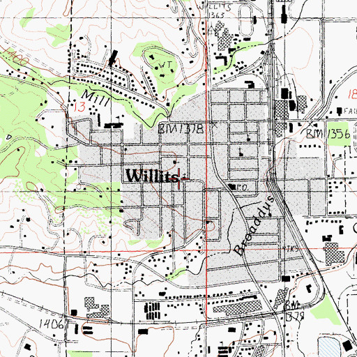 Topographic Map of Willits, CA
