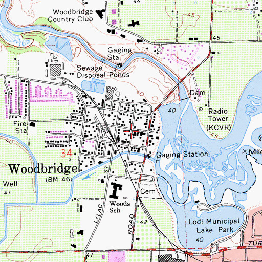 Topographic Map of Woodbridge, CA
