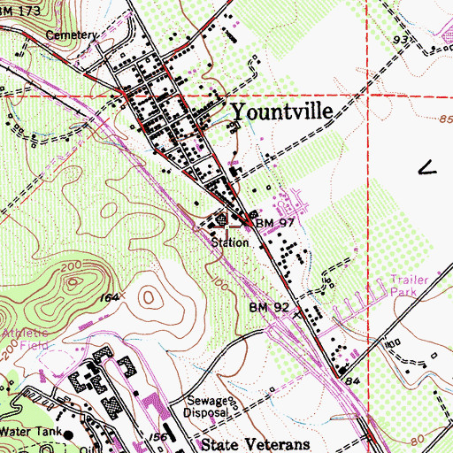 Topographic Map of Yountville, CA