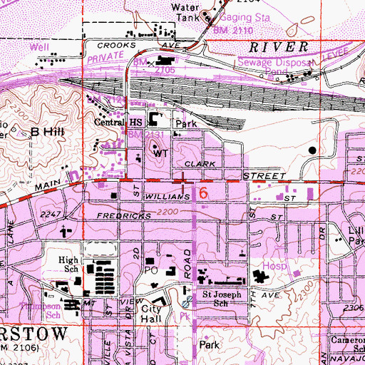 Topographic Map of Barstow, CA