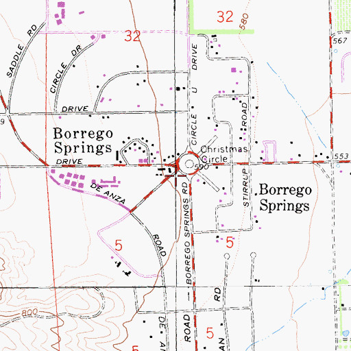 Topographic Map of Borrego Springs, CA
