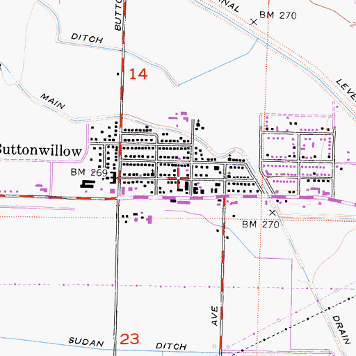 Topographic Map of Buttonwillow, CA