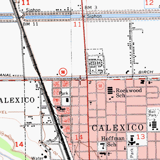 Topographic Map of Calexico, CA