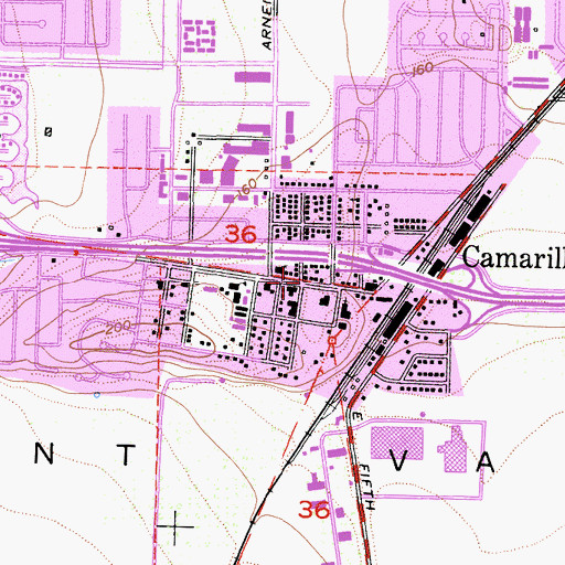 Topographic Map of Camarillo, CA