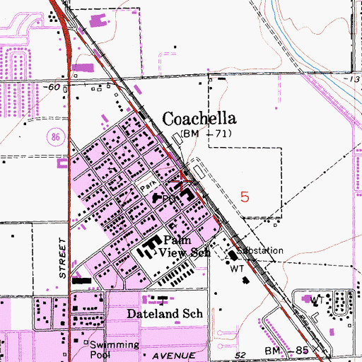 Topographic Map of Coachella, CA