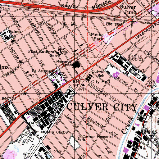 Topographic Map of Culver City, CA