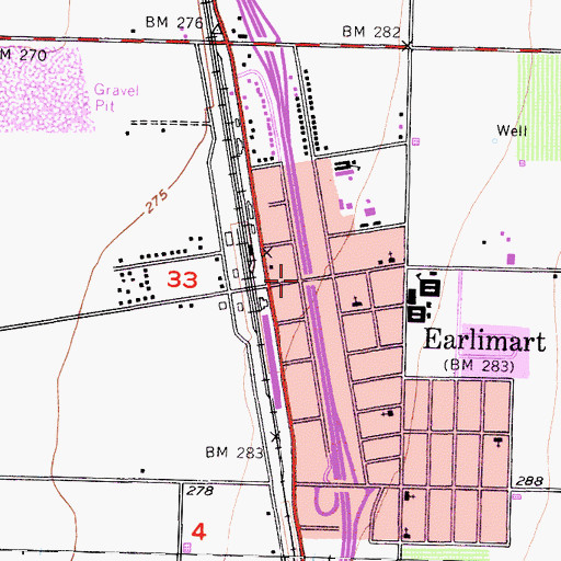 Topographic Map of Earlimart, CA