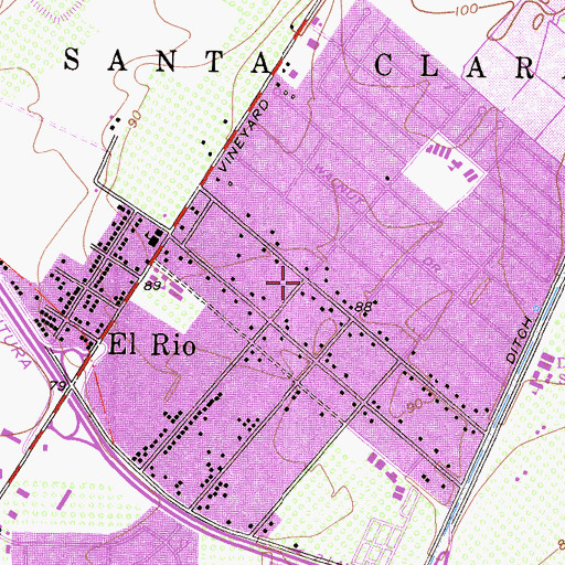 Topographic Map of El Rio, CA