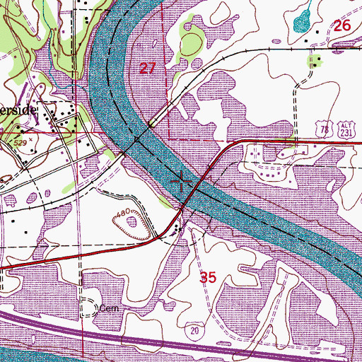 Topographic Map of Colman Ferry (historical), AL