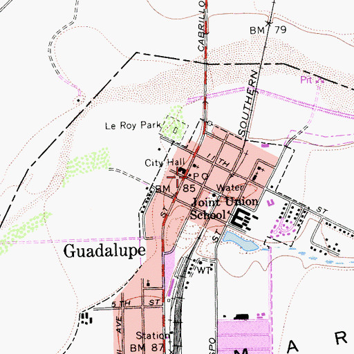 Topographic Map of Guadalupe, CA