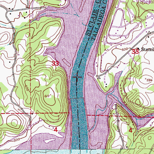 Topographic Map of Collins Ferry (historical), AL