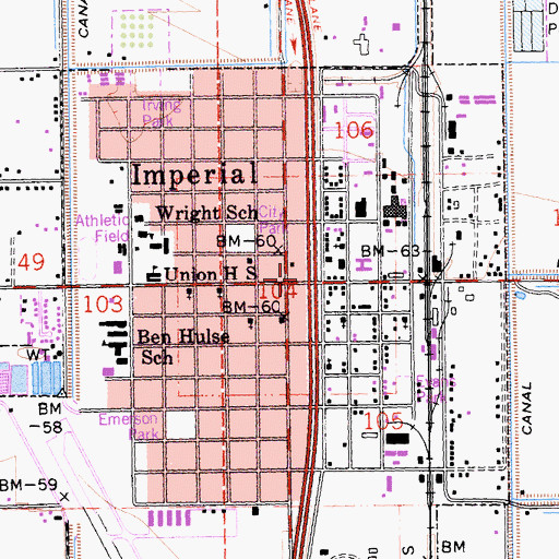 Topographic Map of Imperial, CA